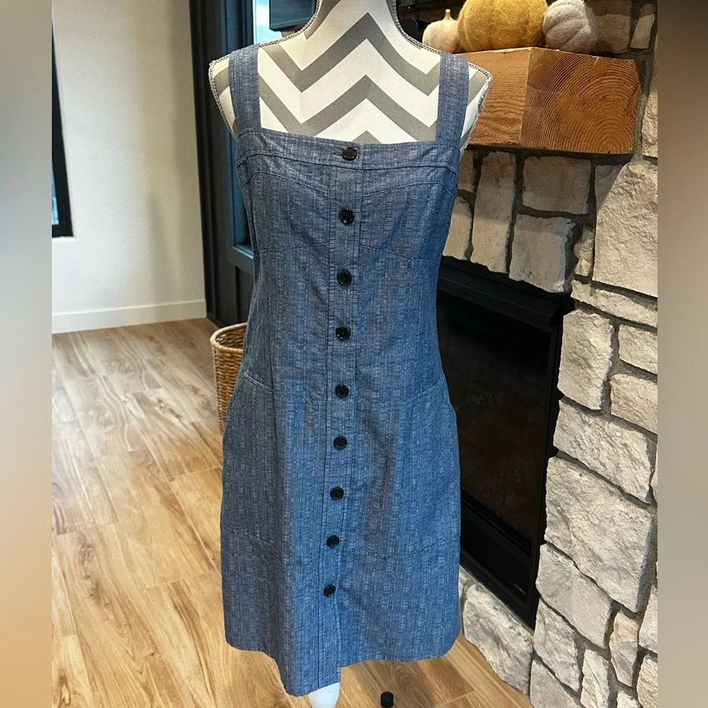 Women’s Derek Lam Chambray Denim Mini Button Down Dress Classic SZ 14 - Picture 5 of 8
